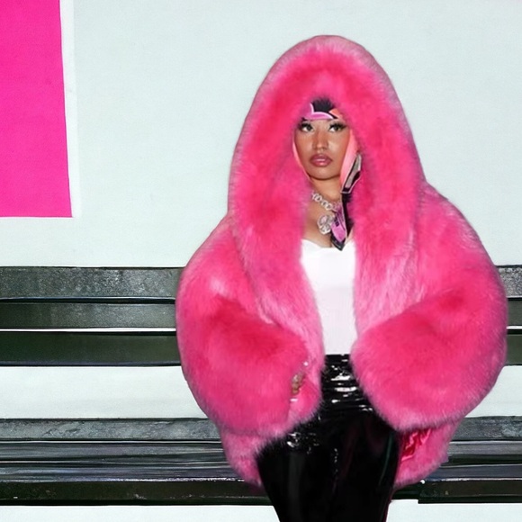 Hot Pink Cozy Chic Faux Fur Couture Hooded Plush Teddy Jacket - Picture 2 of 8